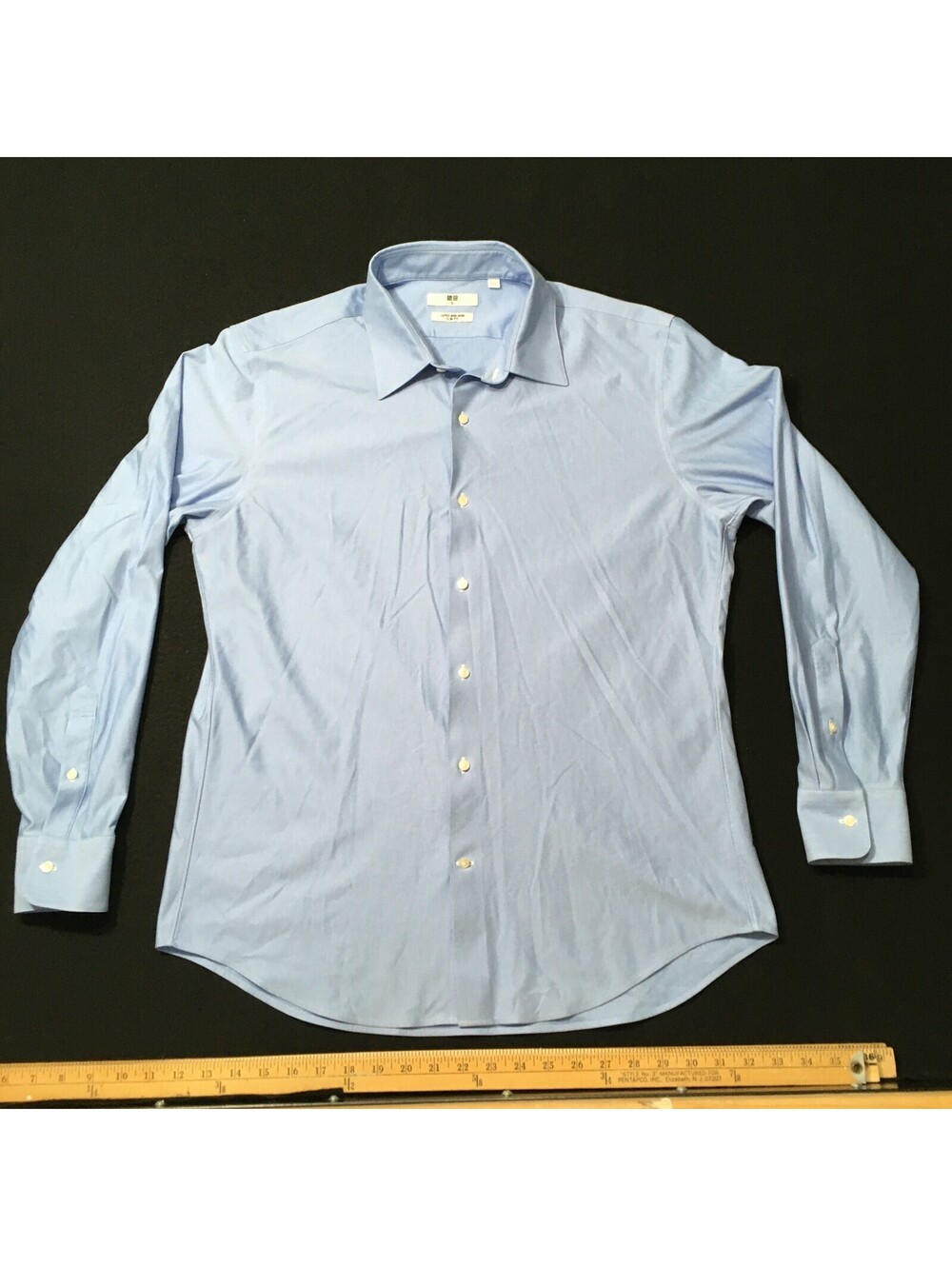 Uniqlo Slim Fit Men's Long Sleeve Blue Button Up XL Cotton Blend Business Casual